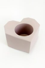 Kalpli Saksı, 5.5 cm Saksı Yuvası, Taş Tozundan Yapılma, Pembe