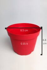 8.5 cm Kaktüs Sukulent Saksısı 5 Adet Kırmızı Tekpar Plastik Üretim Saksısı Bol Drenaj Deliği - Görsel 5